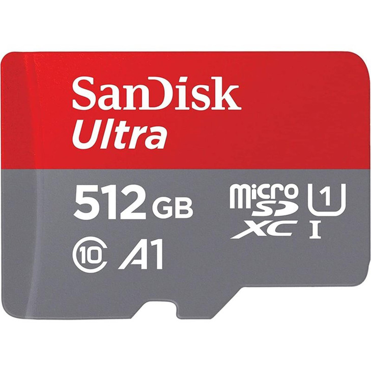 SanDisk Ultra microSDXC, SQUAC 512GB, A1, C10, U1, UHS-I, 150MB/s R, 4x6, 10Y