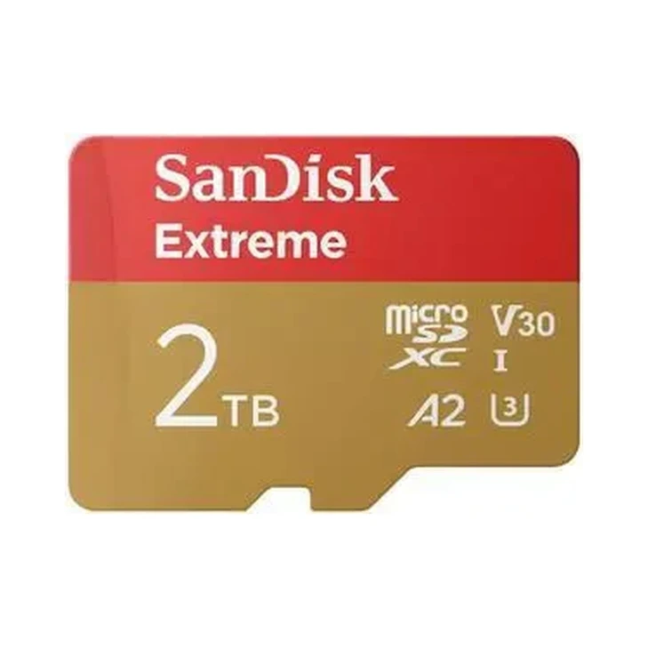 SanDisk Extreme microSDXC, SQXAV 2TB, V30, U3, C10, A2, UHS-I, 190MB/s R, 130MB/s W, 4x6, SD adaptor, Lifetime Limited