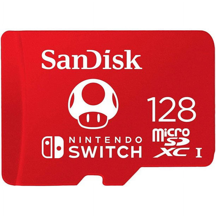 SanDisk and Nintendo Cobranded microSDXC, SQXAO, 128GB, U3, C10, UHS-1, 100MB/s R, 90MB/s W, 3x5, Lifetime Limited