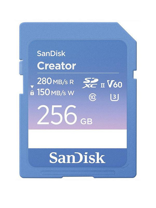 SanDisk Creator Series SD UHS-II V60 cards UHS-II 256GB SD 280MB/s(R) / 150MB/s(W) Blue