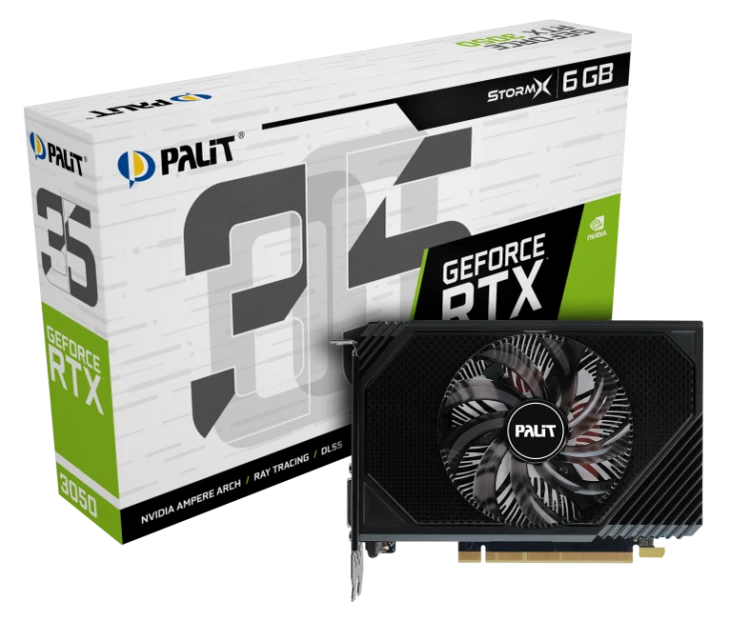 PALIT RTX3050 STORMX 6GB GDDR6 96bit DVI HDMI DP Single-Fan Option for Mini-ITX Power Station NE63050018JE-1072F