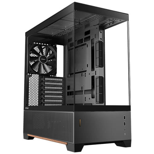 Antec C6 WOOD - Black, Mid Tower, ATX/Micro-ATX/ITX, Tempered Glass, USB-C 10Gbps, 3 PWM Fans, 360mm Radiator, 450mm GPU, 2Yr Wty
