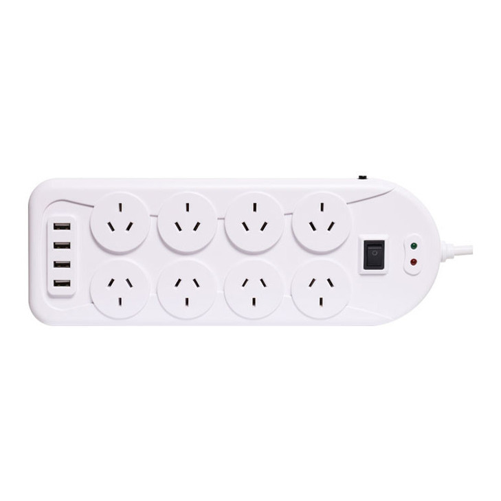 POWERTRAN 8 Way Mains Power Board With 4 USB Ports