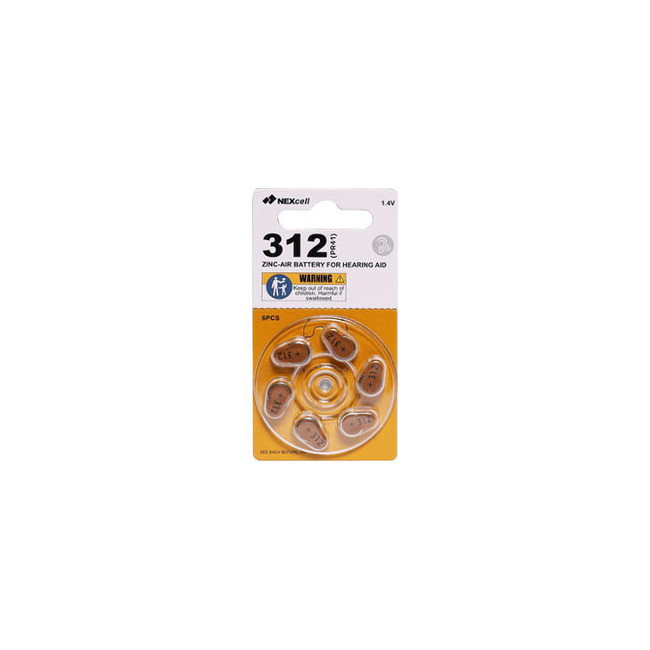 Zinc-Air Hearing Aid Size 312 Battery Pk6