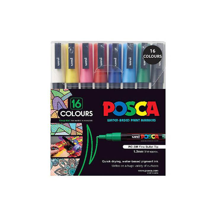 Posca PC-3M Fine Blt Asst Pk16