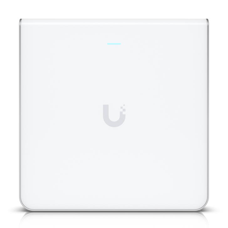 Ubiquiti UniFi Wi-Fi 6 Enterprise Sleek, wall-mounted WiFi 6E access point with an integrated four-port switch designed for high-density office network