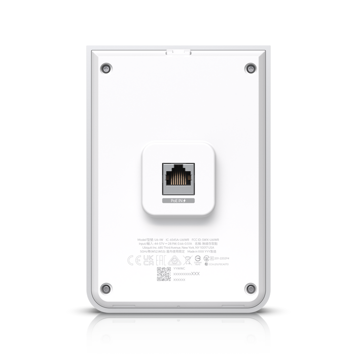 Ubiquiti UniFi Wi-Fi 6 In-Wall Wall-mounted Access Point with a built-in PoE switch.