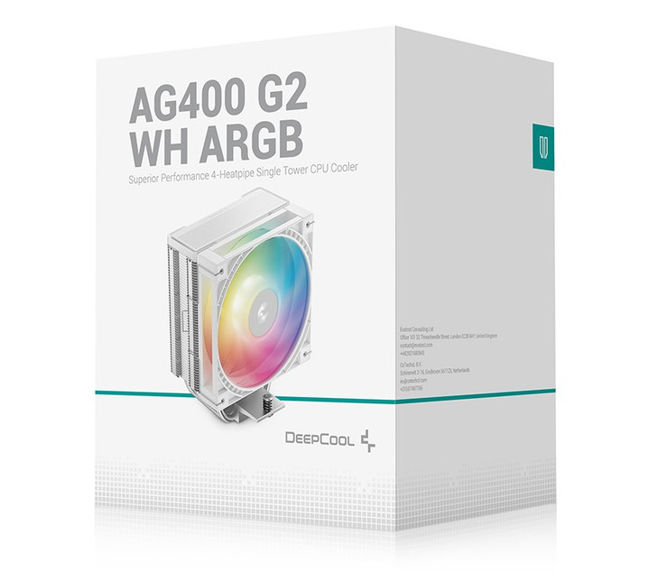DeepCool AG400 ARGB G2 WH Superior Performance 4 Heatpipe Single Tower CPU Cooler
