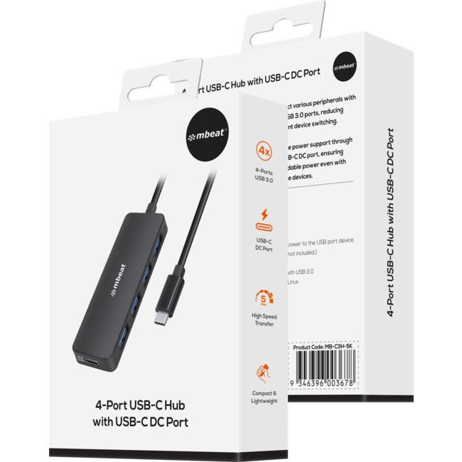 MBEAT C3H5K 4 PORT USB-C HUB WITH USB-C DC PORT