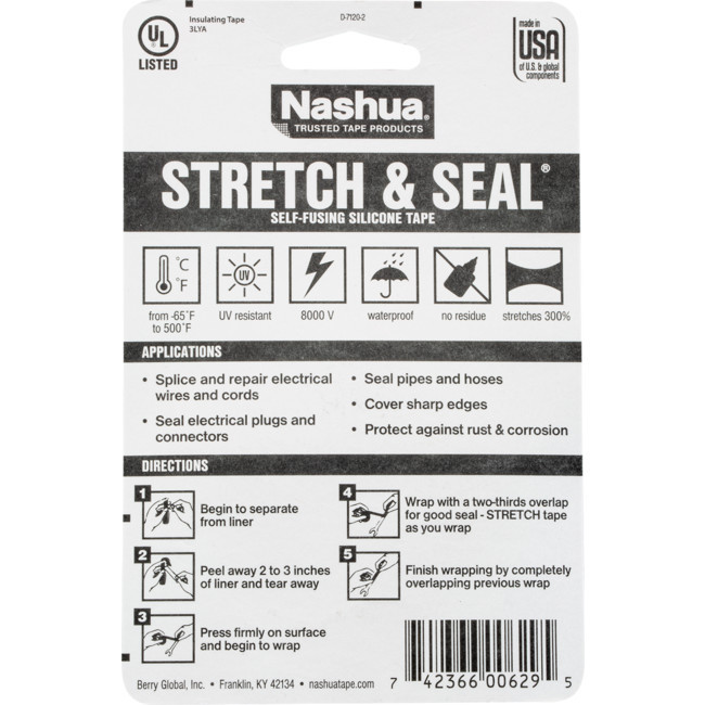 NASHUA 386SSB 3M STRETCH & SEAL SILICON TAPE AMALGAMATING REPAIR TAPE BLACK