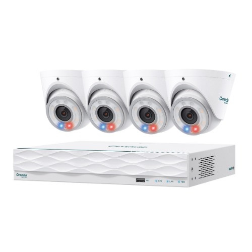 TP-Link Omada T8S4-2T - Omada 8MP Turret PoE Security Camera System with 2TB HDD, 4 Cameras with 16-Channel NVR (Omada Camera)