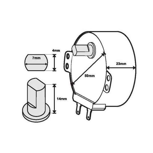 CAROUSEL MOTOR DOUBLE-FLAT 14mm - MOTOR A63265450QP - A63265450QP A63265451QP - MWM450