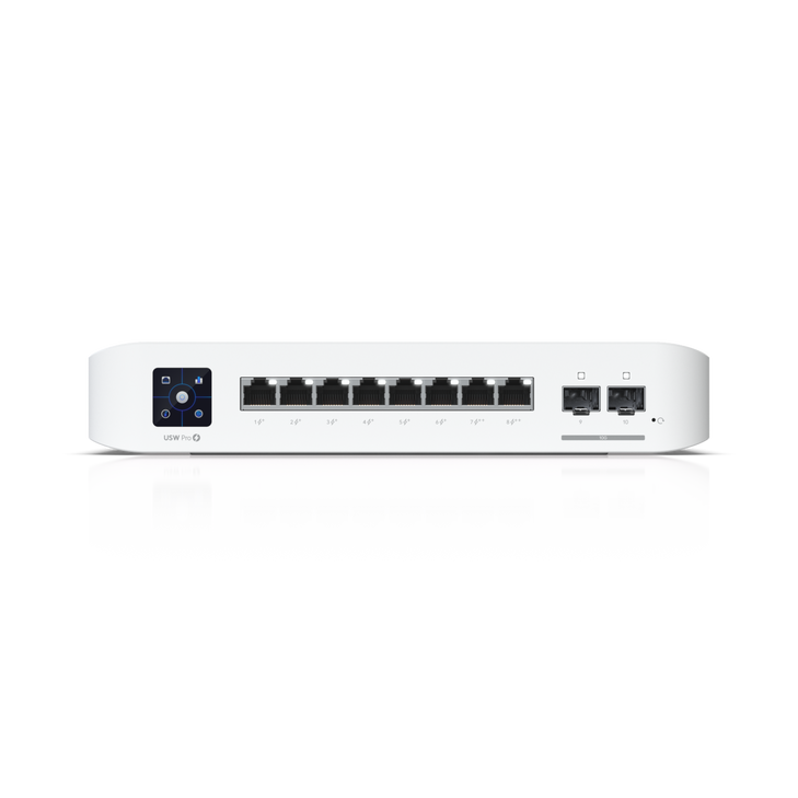 Ubiquiti UniFi Network, Switch, 8-Port, POE 120W, (6) GbE PoE+ Ports, (2) GbE PoE++ Ports, (2) 10G SFP+ Ports, Layer 3, Wall Mount