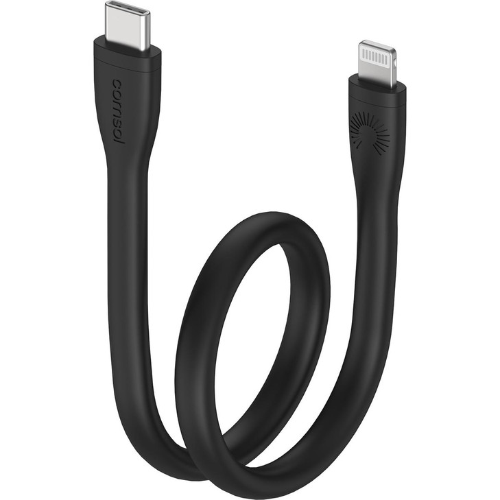COMSOL 25CM SILICONE USB-C TO LIGHTNING MFI CABLE BLACK