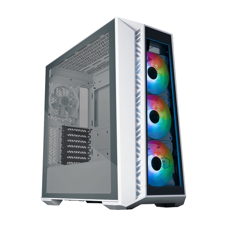 COOLER MASTER ATX CASE GLASS SIDE PANEL RGB FAN(3) WHITE 2YR