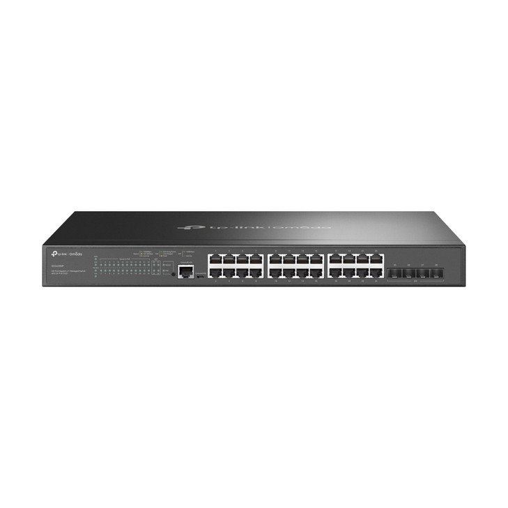 TP-LINK OMADA 28-PORT MANAGED GIGABIT L2+ RACK SWITCH POE+(24) SFP(4) 384W 5YR