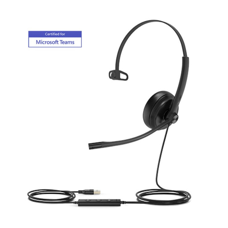 YEALINK (UH34) WIRED MS MONO HEADSET NOISE CANCELLING MIC LEATHER CUSHION USB-A