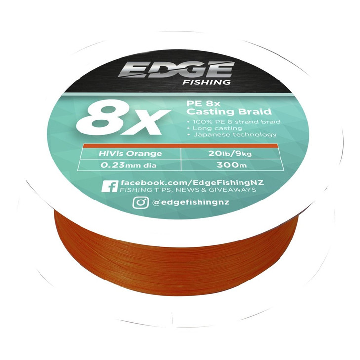 Edge Braid 20lb PE 8X Casting Orange 300m