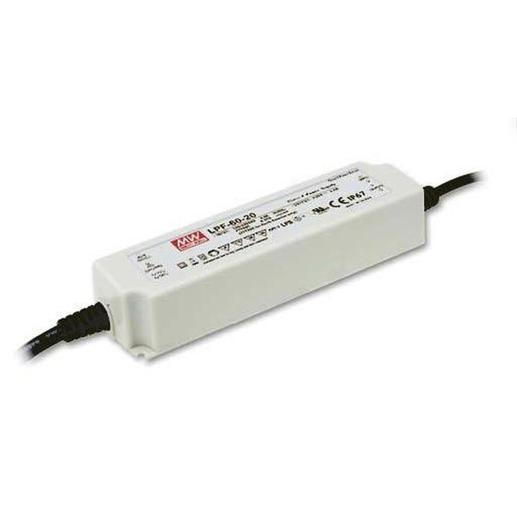 Mean Well 24VDC 2.5A IP67 LED Power Supply with Plastic Case