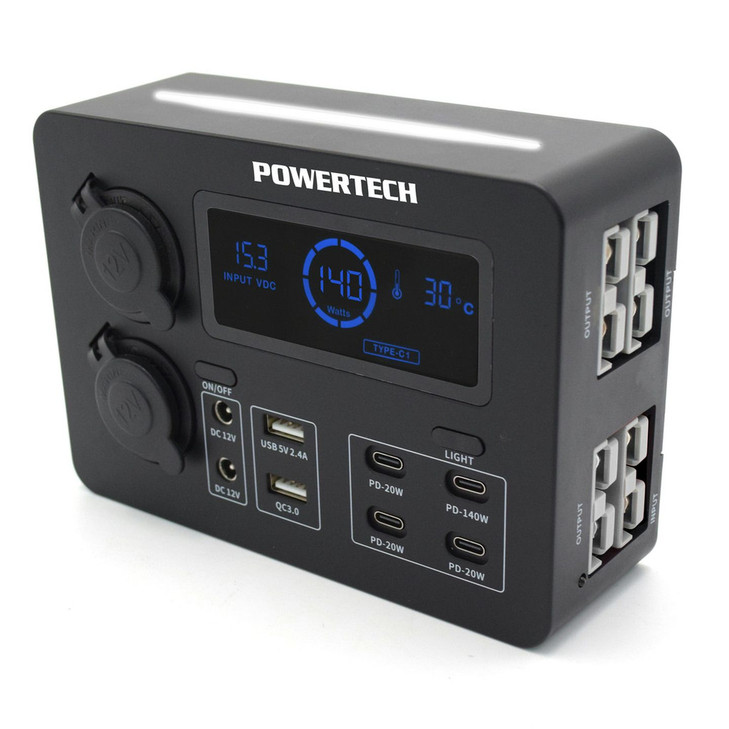 Powertech 12V Power Hub with LCD Screen and LED Light 