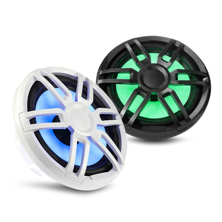 Fusion XS 6.5in 200W Speaker with RGB lighting and White and Grey Sports Grills Pair