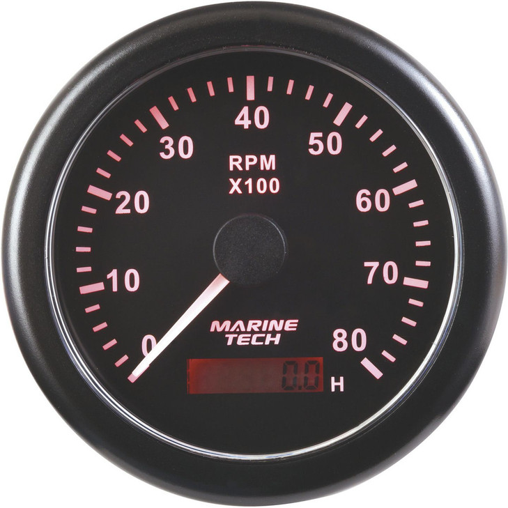 8000RPM Tachometer with Hour Meter - Black