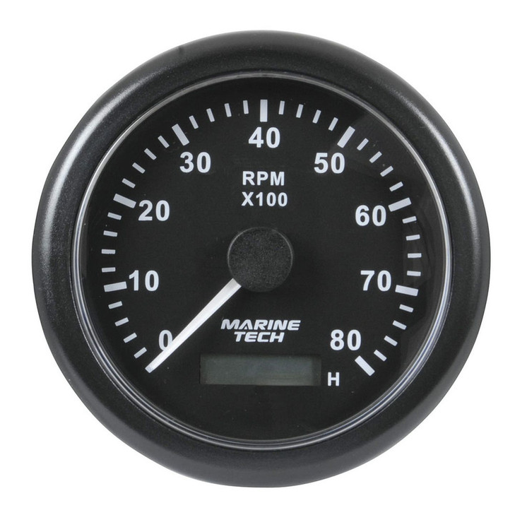 8000RPM Tachometer with Hour Meter - Black
