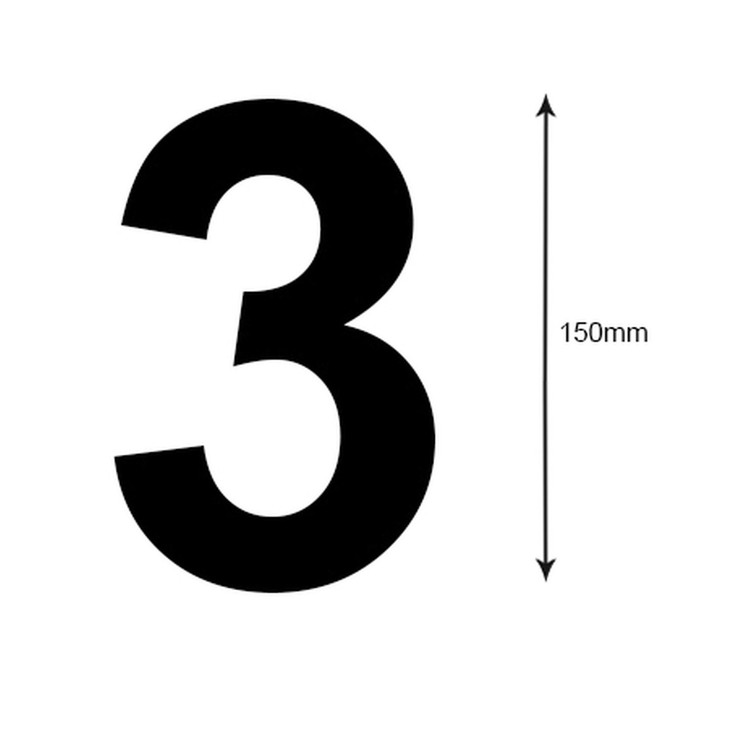 Boat Rego Stickers Black Number (3) 163mm