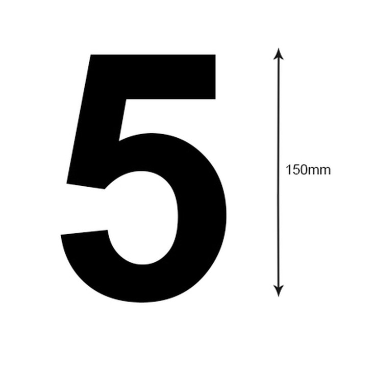 Boat Rego Stickers Black Number (5) 163mm