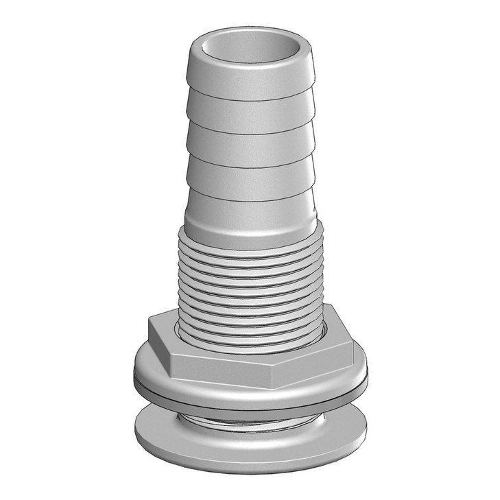 Skin Fitting Threaded with Barbed Tails - 1 1/8in (28mm) Tail Int. Dia 22mm
