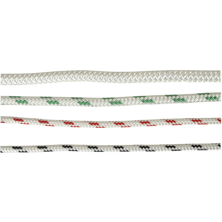 Double Braided-Polyester - 6mm. White/Green Fleck - Sold as 100m roll