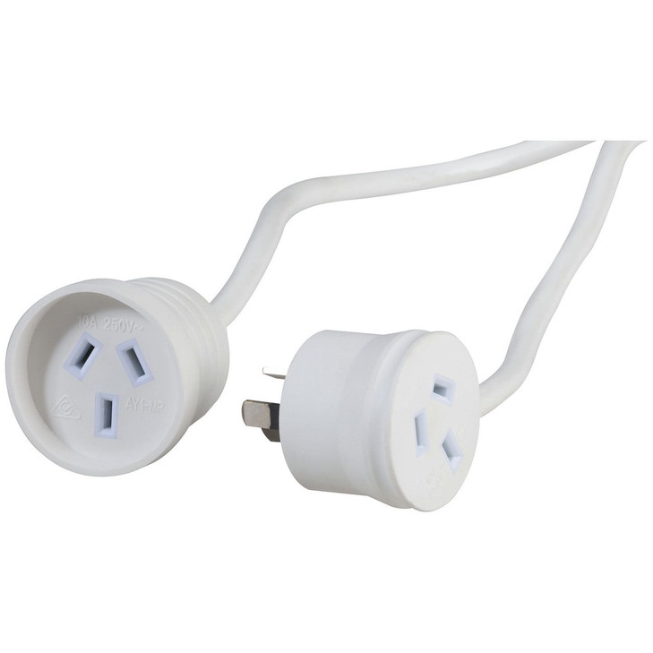 1m White Piggyback Plug Extension Cable
