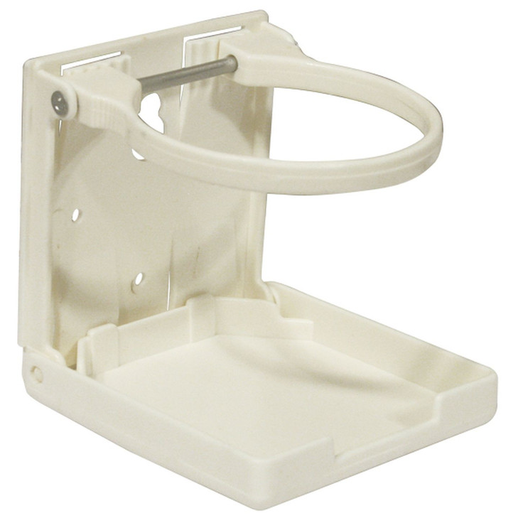 White Plastic Folding Drink Holder with Adjustable Arms
