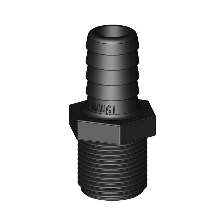 Hose Tail to BSP Male Straight - 19mm (3/4) Hose to 3/4in BSP Thread