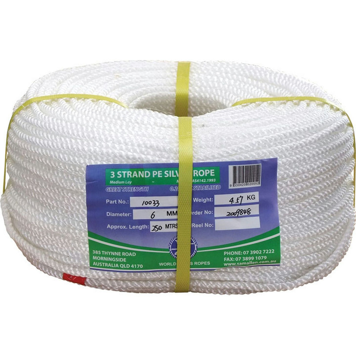 Standard Quality Polyethylene Staple (Silver Ropes) - 18mm Three Strand - Sold as 100m roll