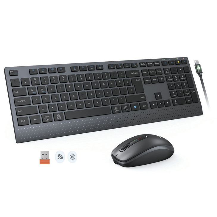 MEETION Wireless Keyboard + Mouse combo Rechargeable 2.4GHz & Bluetooth
