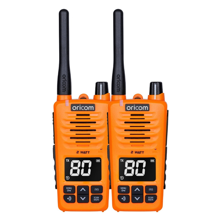 UHF2600-2OR Floating 2 Watt IP67 UHF CB Radio Twin Pack (Orange)