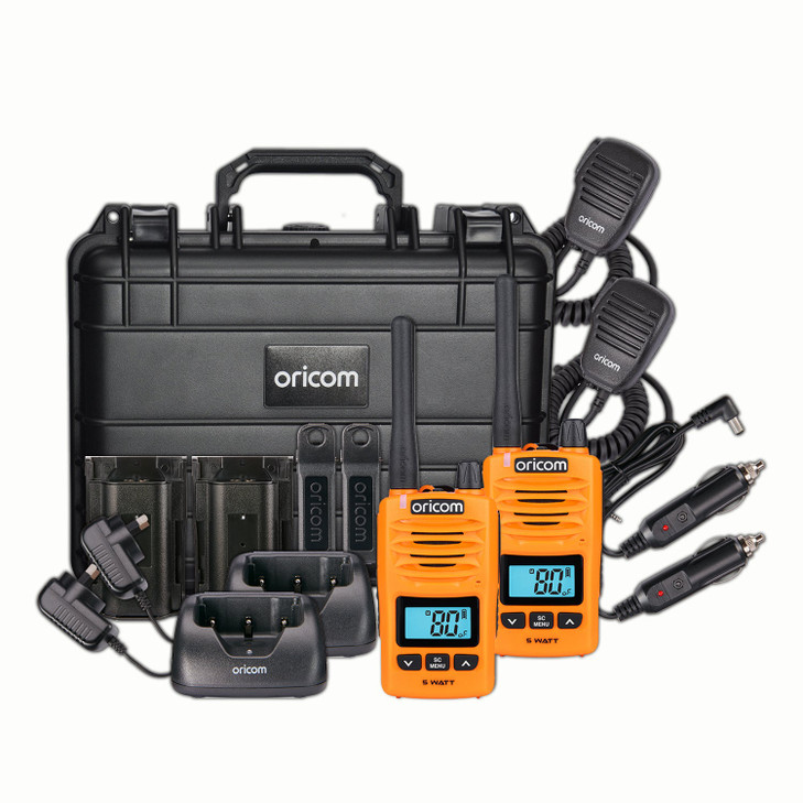 DTXTP600OR 5 Watt IP67 Waterproof Handheld UHF CB Radio Trade Pack (Twin Orange Radios)
