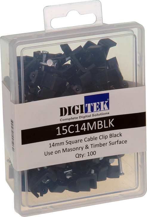 Digitek 14mm Cable Clip Black to suit Siamese Coaxial Cable
