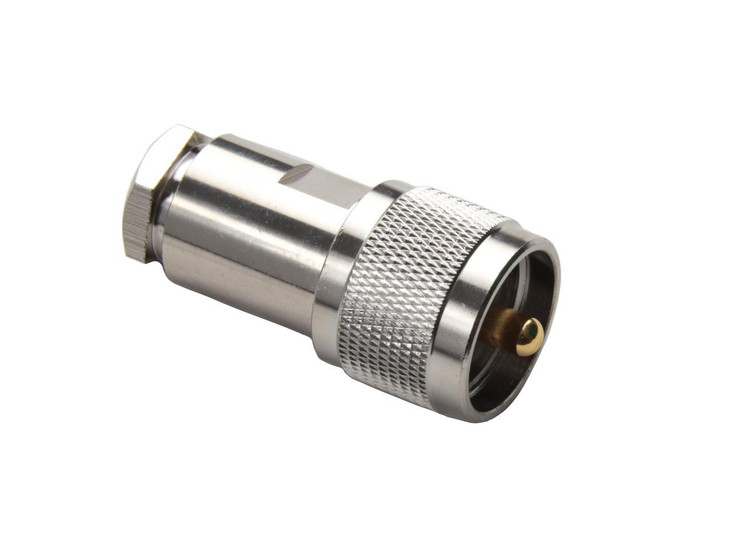Hills Antenna UHF/PL-259 Connector Male Solder Centre Conductor - Clamp for LL195 & RG-58 Mini Cable - Nickel Plated Body
