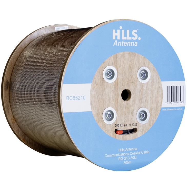 Hills Antenna High Quality 50 Ohm RG213 Low Loss Coaxial Cable - 305M Roll