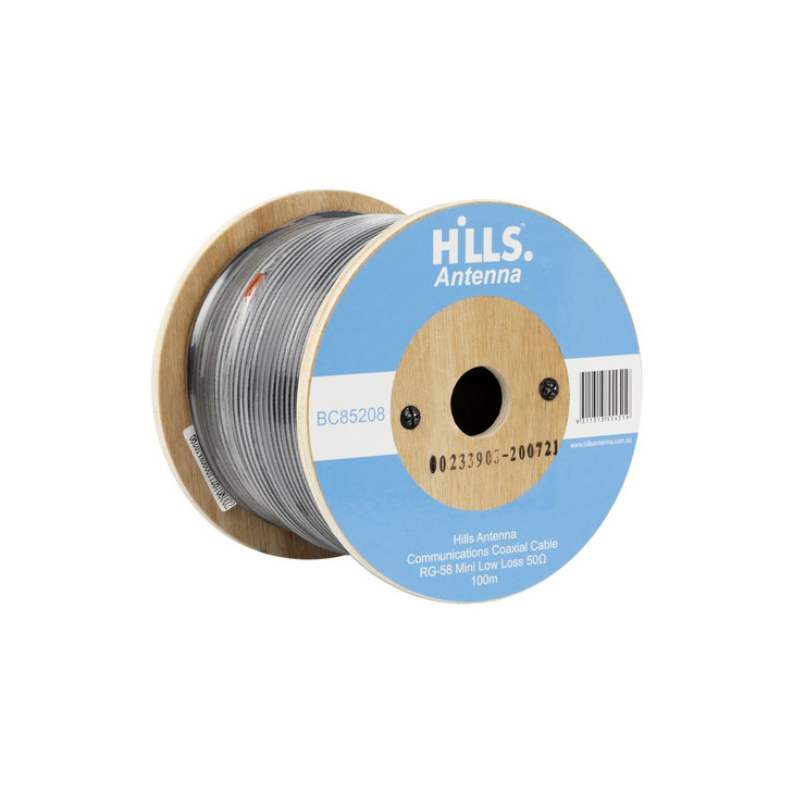 Hills Antenna High Quality 50 Ohm RG58 Mini Low Loss Coaxial Cable - 100M Roll