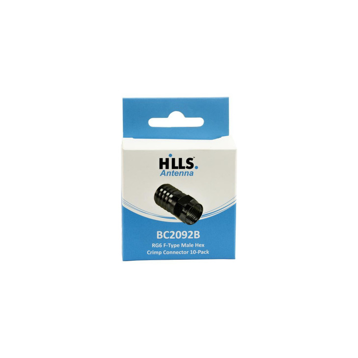 Hills Antenna BC2092B RG6 F-Type Hex Crimp Connector 10-Pack in Box