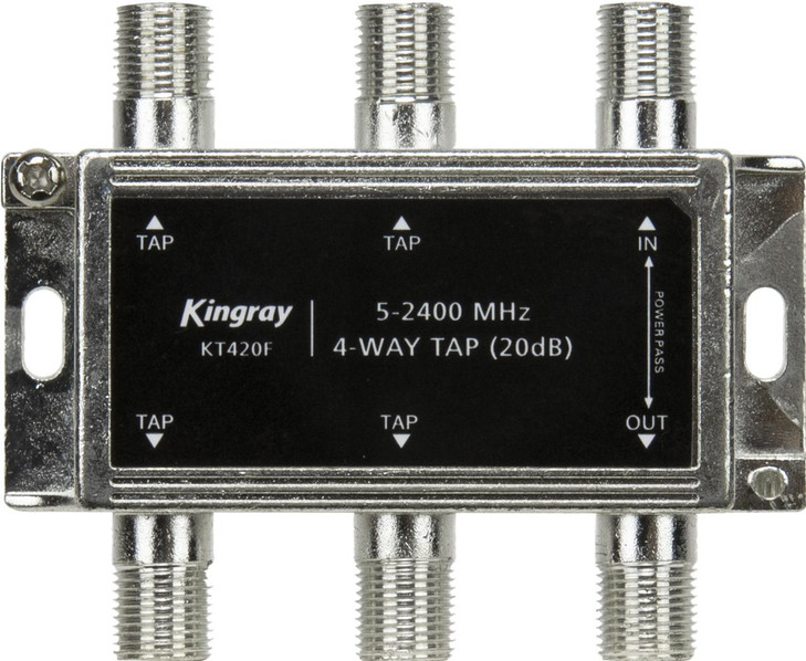 Kingray KT420F 4 Way 20dB Tap, Power Pass Through Port, 5-2400 MHz