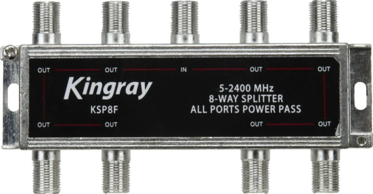 Kingray KSP8F 8 Way All Ports Power Pass Splitter, 5-2400 MHz