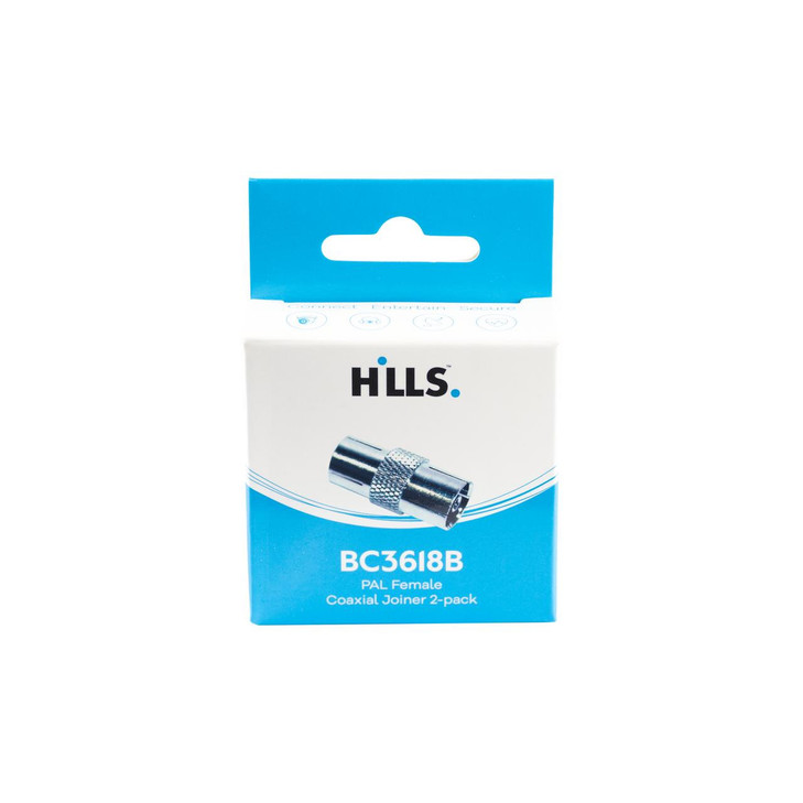 Hills Antenna BC3618B PAL Female Coaxial Joiner 2PK Box
