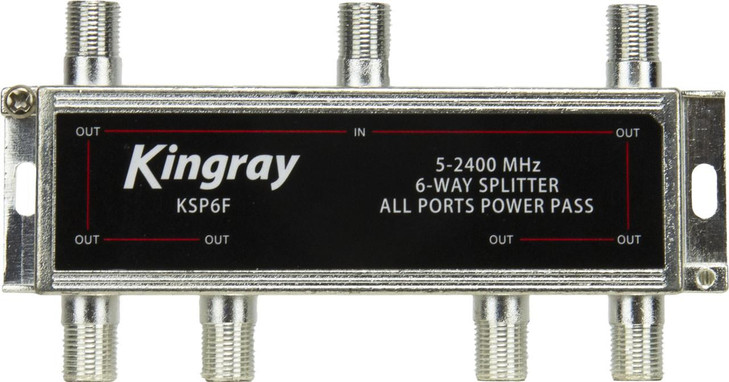 Kingray KSP6F 6 Way All Ports Power Pass Splitter, 5-2400 MHz
