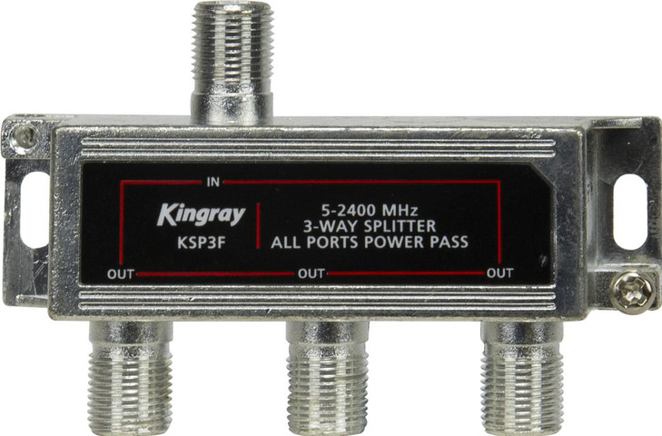Kingray KSP3F 3 Way All Ports Power Pass Splitter, 5-2400 MHz