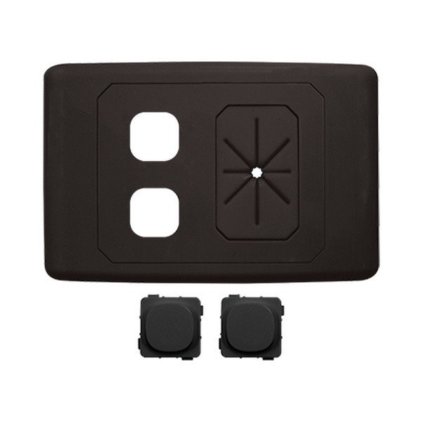 2 Gang Outlet Plate with Cable Management (Black)