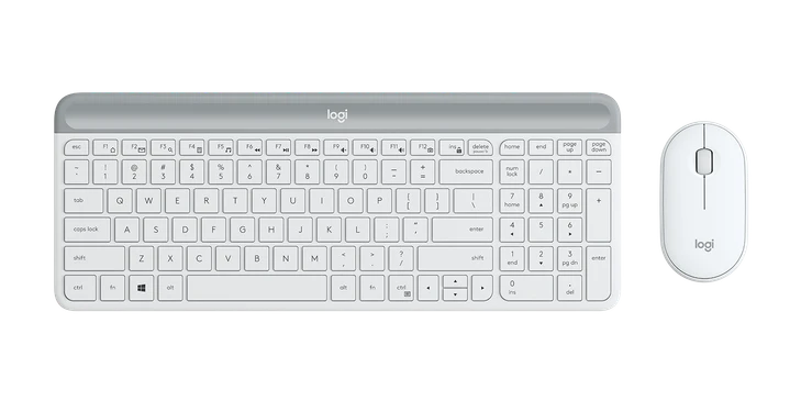 Logitech 920-009183, Slim Wireless Keyboard and Mouse Combo MK470 White, 1 Year